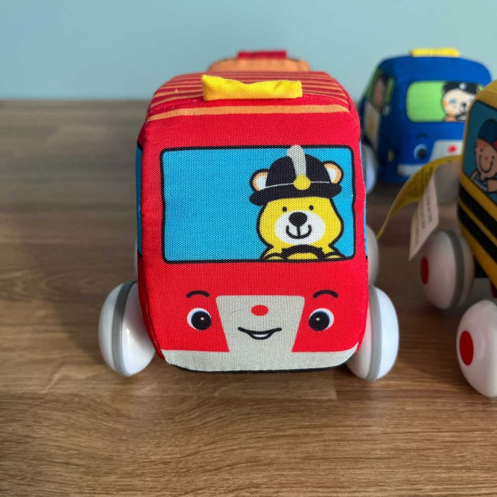 Melissa & Doug K’s Kids Pull-Back Vehicle Set - 4 Soft Baby Cars and Trucks